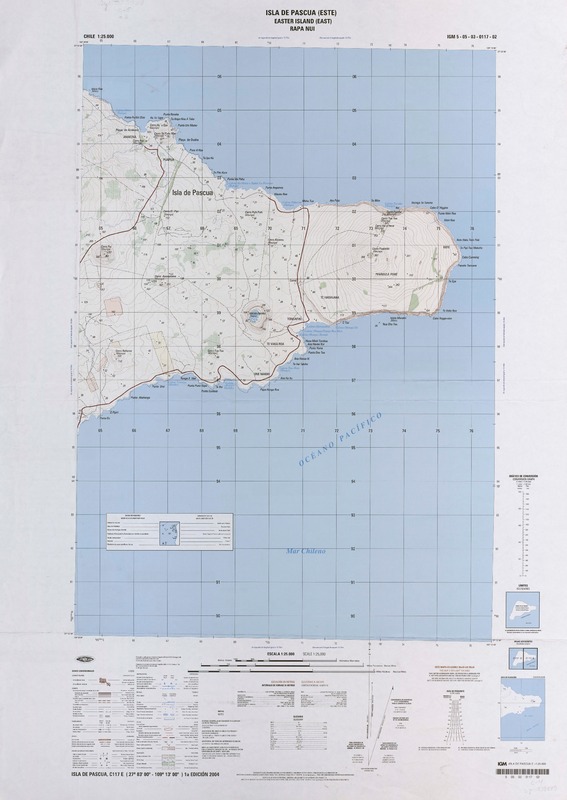 Isla de Pascua(Oeste)=Eastern Island (West)= Rapanui (27°03'00'' - 109°20'30'') [material cartográfico] : Instituto Geográfico Militar de Chile.