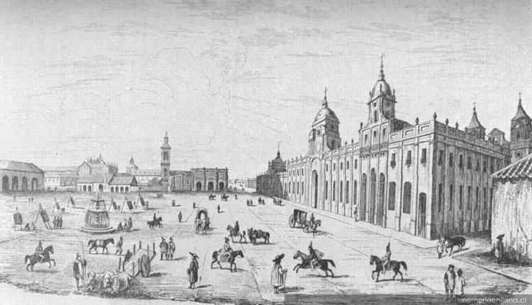 Santiago, Chile, la Plaza Mayor, hacia 1835