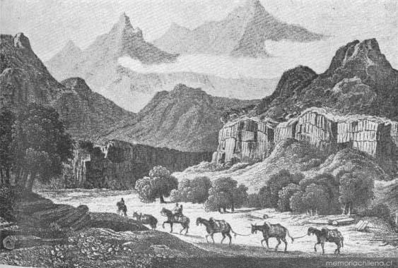 Basaltos del Río Turbio, Chile, hacia 1835