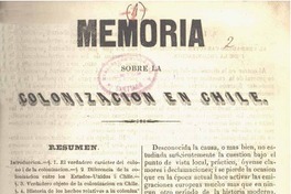 Memoria sobre la colonización en Chile.