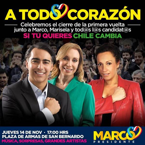 A todo corazón celebremos el cierre de la primera vuelta junto a Marco, Marisela y tod@s l@s candidat@s.
