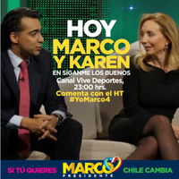 Hoy Marco y Karen en síganme los buenos canal Vive Deportes, 23:00 hrs.