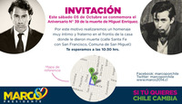 Invitación este sábado 05 de Octubre se conmemora el Aniversario Nº39 de la muerte de Miguel Enríquez.
