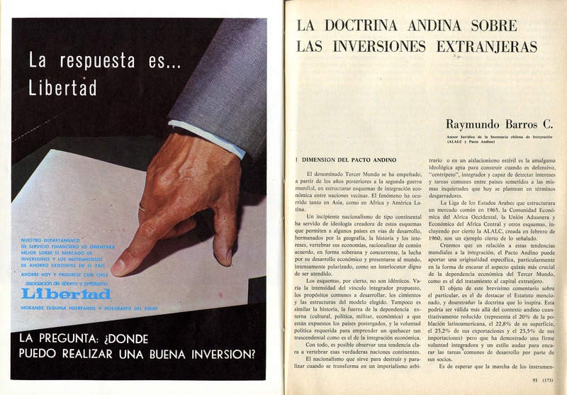 La doctrina andina sobre las inversiones extranjeras  [artículo] Raymundo Barros C.