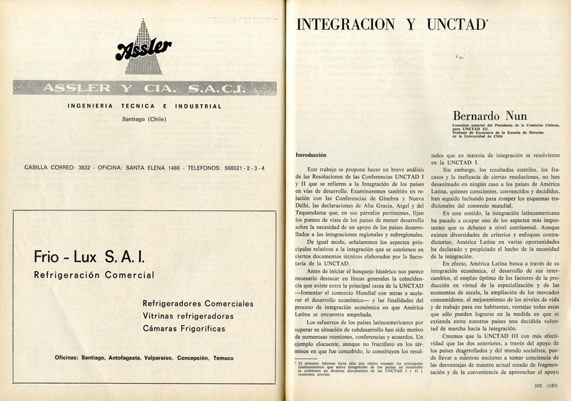 Integración y UNCTAD  [artículo] Bernardo Nun.