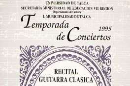 Temporada de conciertos 1995 recital guitarra clásica Alejandro Gallegos.