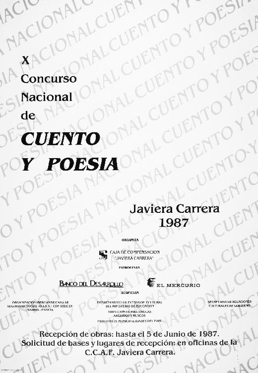 X concurso nacional de cuento y poesía Javiera Carrera 1987.