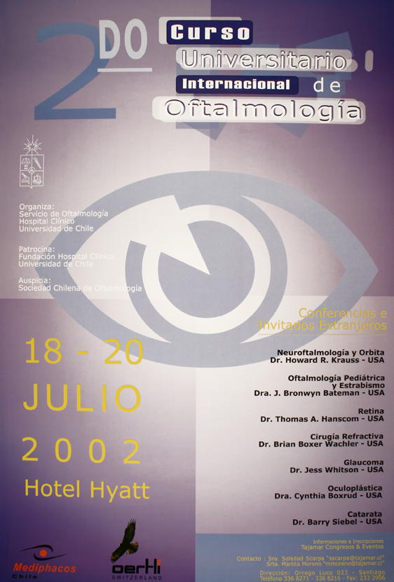 2do curso universitario internacional de oftalmología 18 - 20 de julio 2002 Hotel Hyatt.