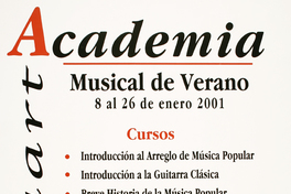 Cuarta Academia Musical de Verano 8 al 26 de enero de 2001.