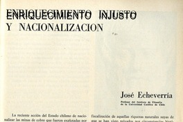 Enriquecimiento injusto y nacionalización  [artículo] José Echeverría.