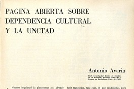 Página abierta sobre depedencia cultural y la UNCTAD  [artículo] Antonio Avaria.