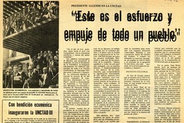 "Este es el esfuerzo y empuje de todo un pueblo" Presidente Allende en la UNCTAD. [artículo] :