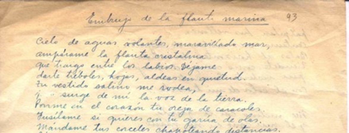 Embrujo de la flauta marina  [manuscrito] Oscar Castro.