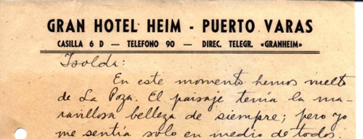 [Carta, entre 1940 y 1946], Puerto Varas, Chile <a> Isolda Pradel