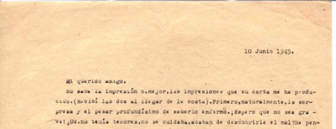[Carta], 1945 jun 10 [Santiago?], Chile <a> Oscar Castro  [manuscrito] Alone.