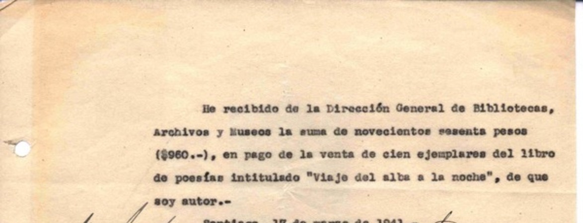 [Recibo], 1941 mar. 17 Santiago, Chile <a> DIBAM