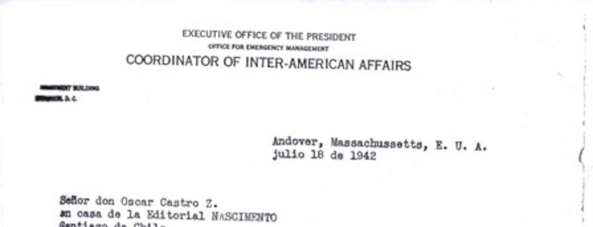 [Carta], 1942 jul. 18 Andover, Massachussetts, E.U.A. [a] Oscar Castro  [manuscrito] Dudley Fitts.