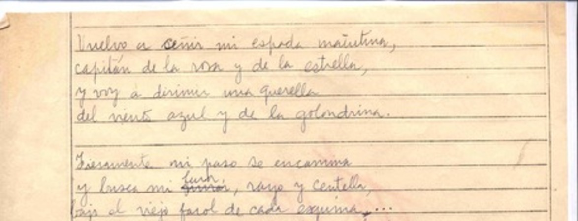 [Vuelvo a ceñir mi espada matutina...] :