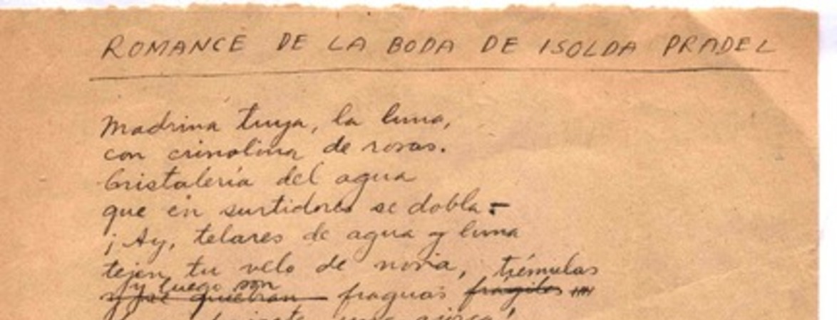Romance de la boda de Isolda Pradel :  [manuscrito] [Oscar Castro].