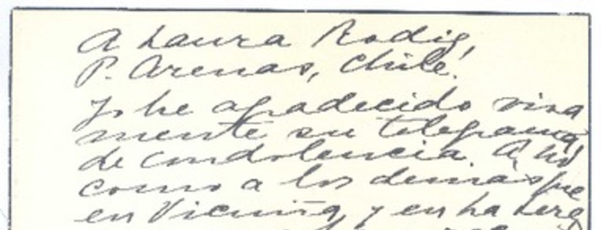 [Carta], 1947 mayo 15 Santa Bárbara, California [a] Laura Rodig :