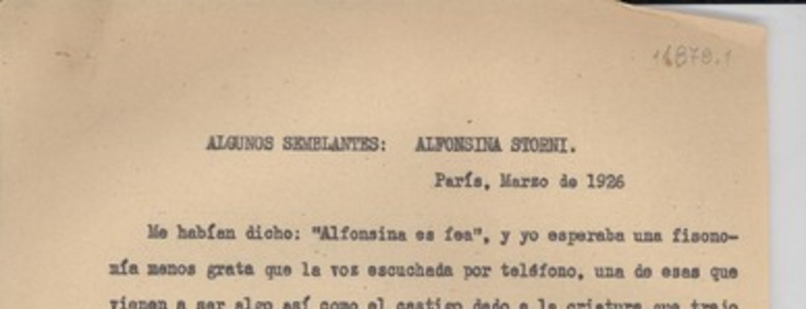 Algunos semblantes : Alfonsina Storni