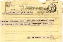 [Telegrama] 1951 ago. 6, Valparaíso [a] Gabriela Mistral, Rapallo