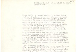 [Carta] 1947 abr. 21, Santiago, Chile [a] Gabriela Mistral, Los Angeles, EE.UU.
