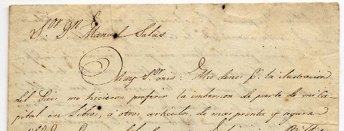 [Carta] 1819 M[ar]zo 30, [Santiago?] [al] Sor Dn. Manuel Salas