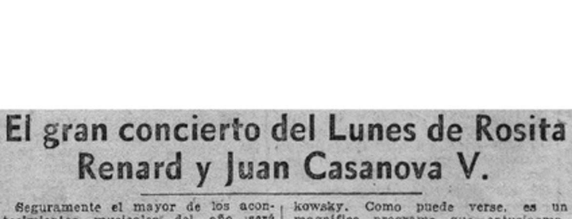 El Gran concierto del Lunes de rosita Renard y Juan Casanova V.