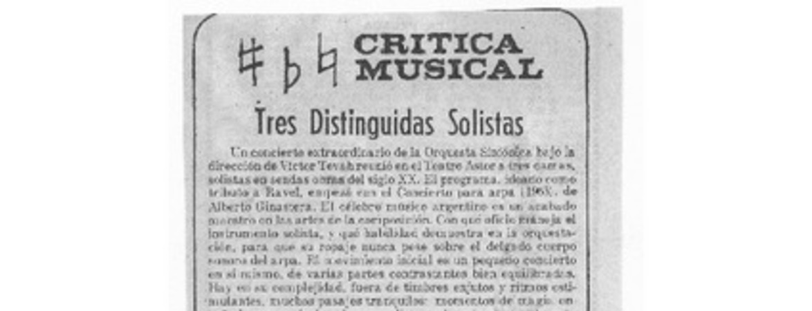 Tres distinguidas solistas Crítica Musical
