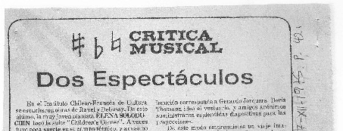 Dos Espectáculos Crítica Musical