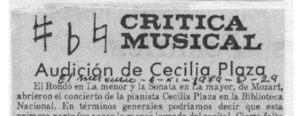 Audición de Cecilia Plaza Crítica Musical