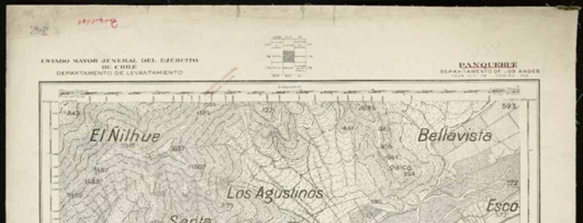 Panquehue Departamento de Los Andes [material cartográfico] : Estado Mayor Jeneral del Ejército de Chile. Departamento de Levantamiento.