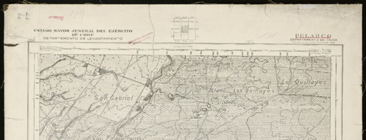 Pelarco Departamento de Talca [material cartográfico] : Estado Mayor Jeneral del Ejército de Chile. Departamento de Levantamiento.