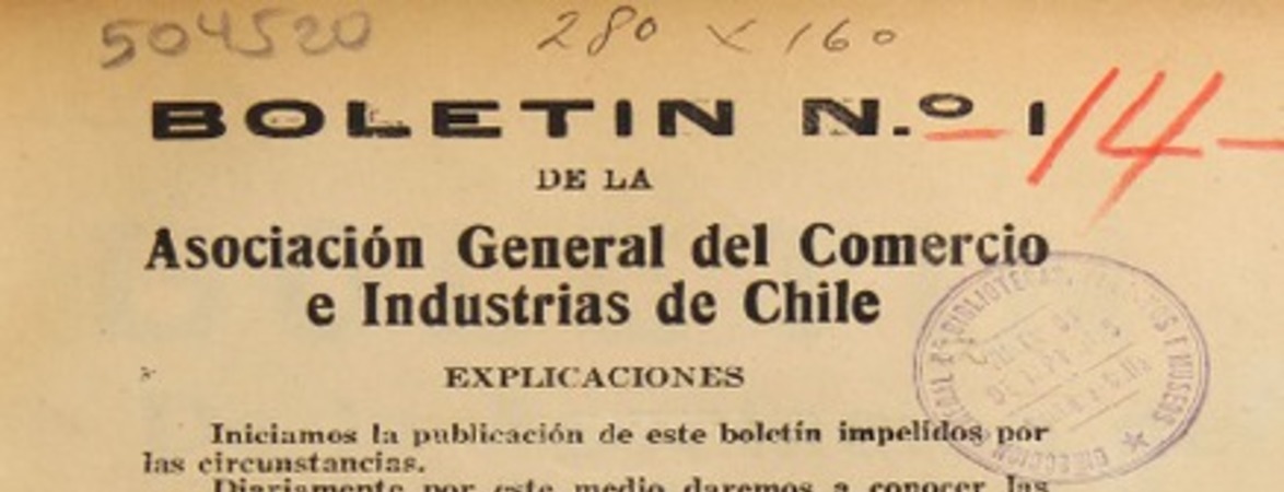 Boletín de la Asociación General del Comercio e Industrias de Chile.