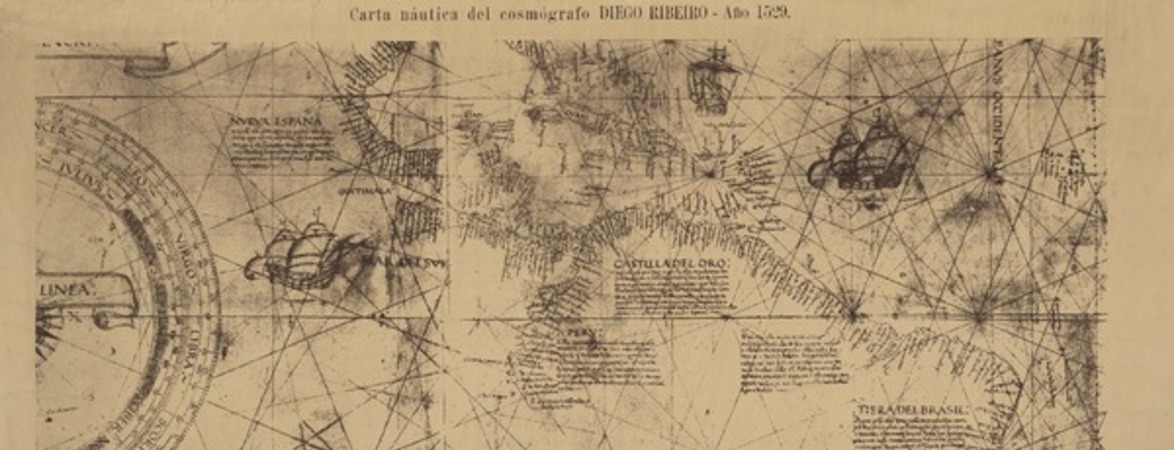 Carta náutica del cosmógrafo Diego Ribeiro año 1529.