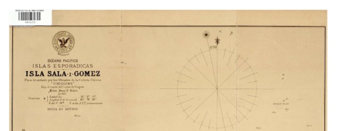 Isla Sala-i-Gómez Océano Pacífico : Islas Esporádicas [material cartográfico] : Plano levantado por los Oficiales de la Corbeta chilena "O'Higgins" ; bajo el mando del Cap. de Fragata Sr. Juan E. López.