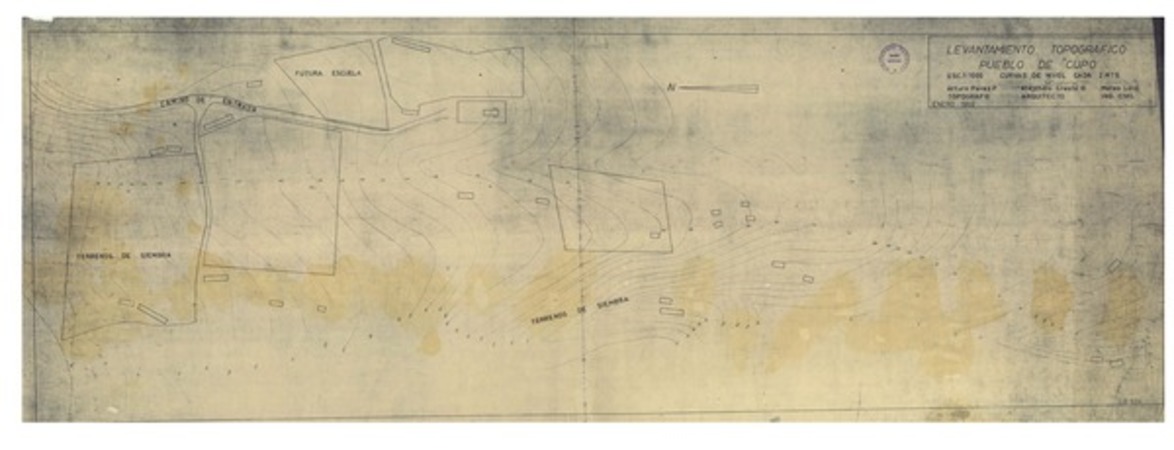 Levantamiento topográfico pueblo de Cupo  [material cartográfico] Arturo Pérez, Alejandro Crestá G. y Mateo Lolic..