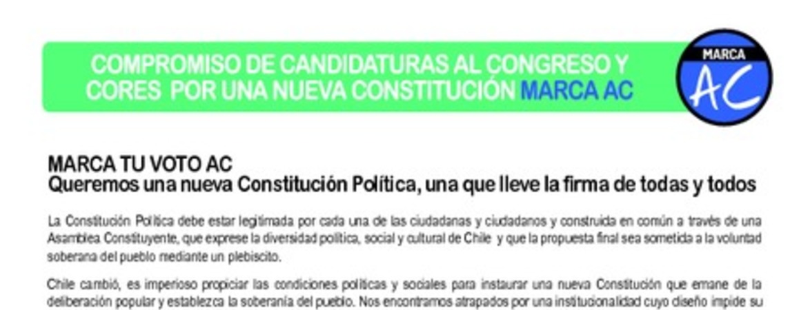 Compromiso de candidaturas al congreso y CORES por una nueva Constitución