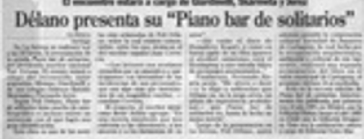 Délano presenta su "Piano bar de solitarios"