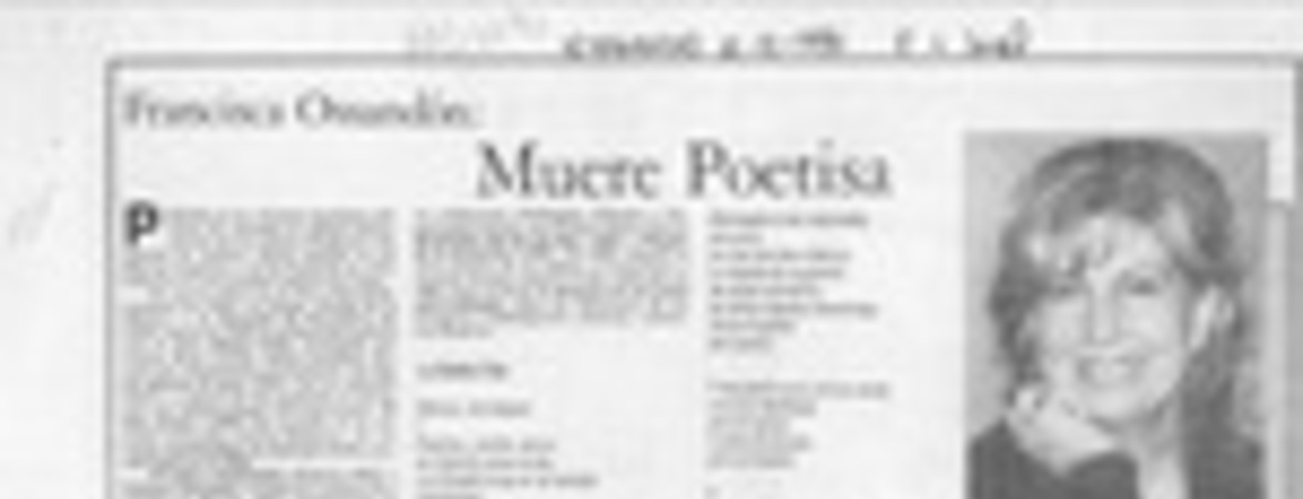 Francisca Ossandón, muere poetisa