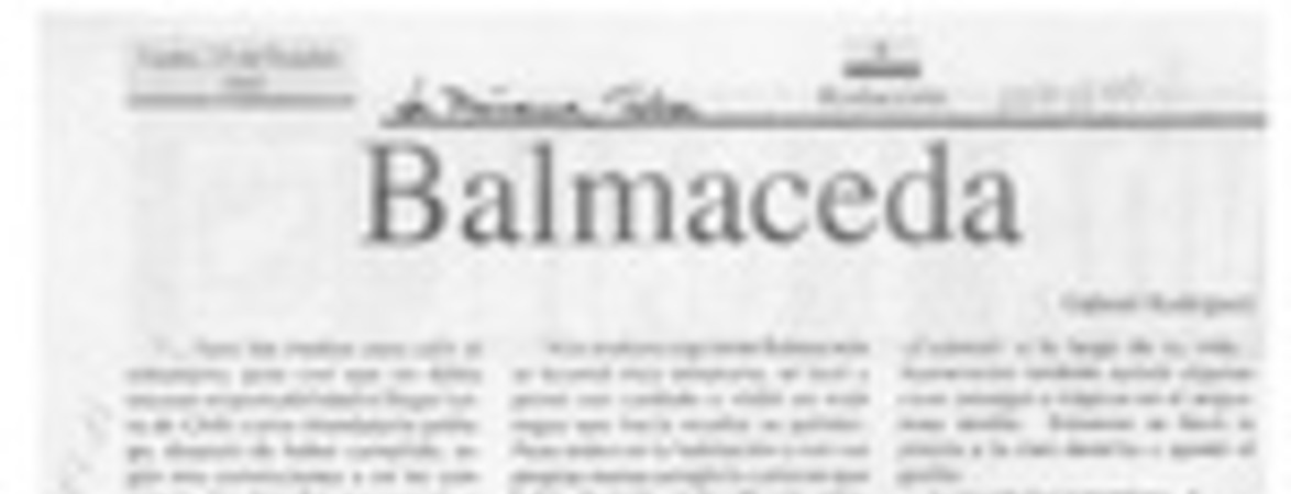 Balmaceda  [artículo] Gabriel Rodríguez.