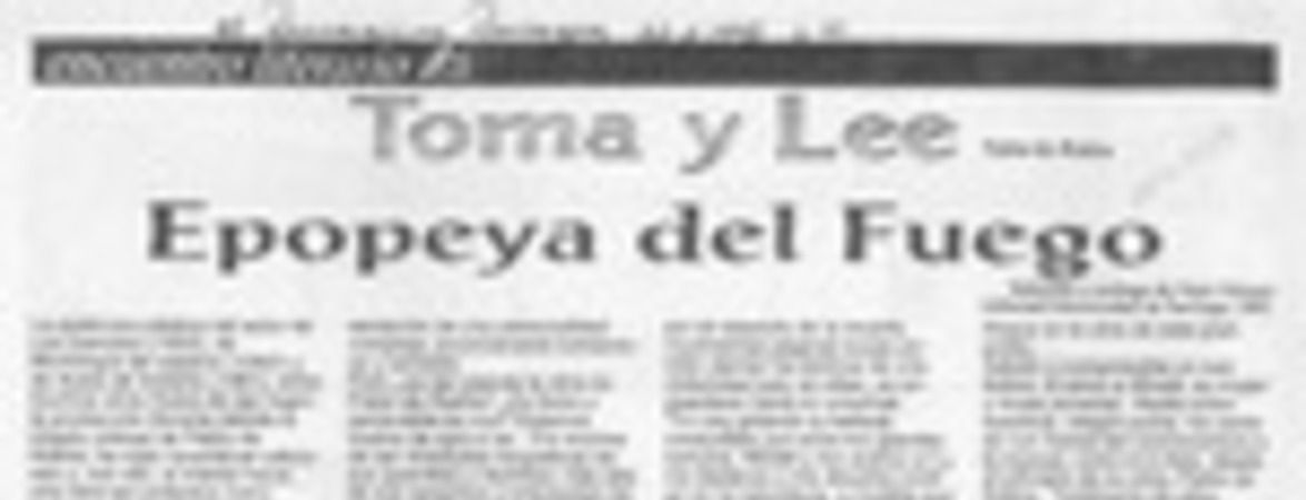 Epopeya del fuego  [artículo] Juan Antonio Massone.
