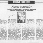 Nuestro historiador  [artículo] Jaime Lorza Rodríguez.
