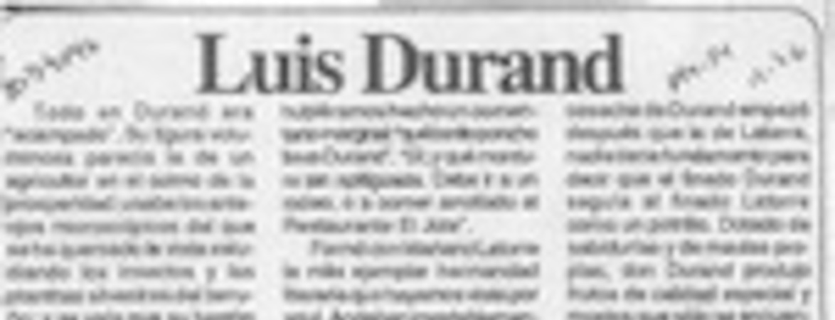 Luis Durand  [artículo] Enrique Bunster.