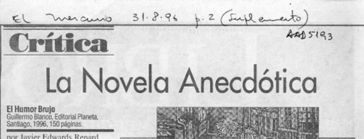 La novela anecdótica  [artículo] Javier Edwards Renard.