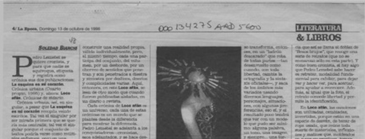 El cronista Pedro Lemebel  [artículo] Soledad Bianchi.