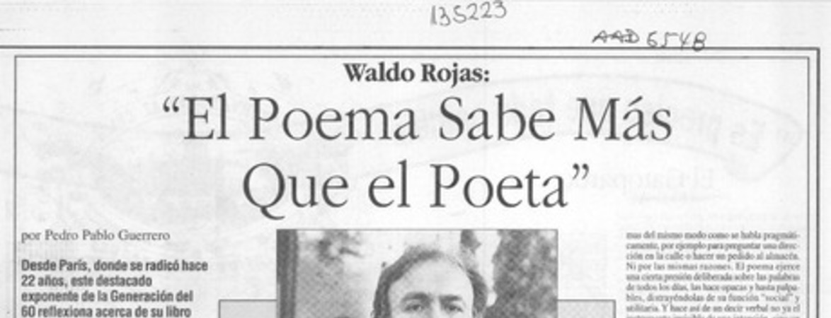 "El poema sabe más que el poeta"