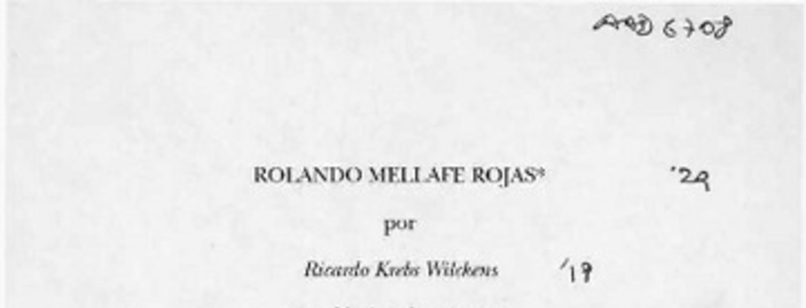 Rolando Mellafe Rojas  [artículo] Ricardo Krebs Wilckens.