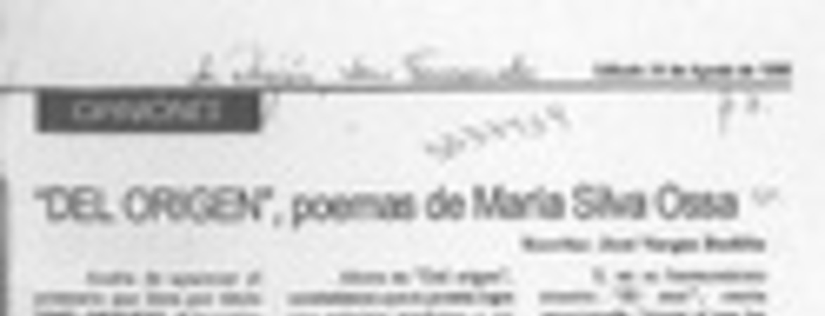 "Del origen", poemas de María Silva Ossa